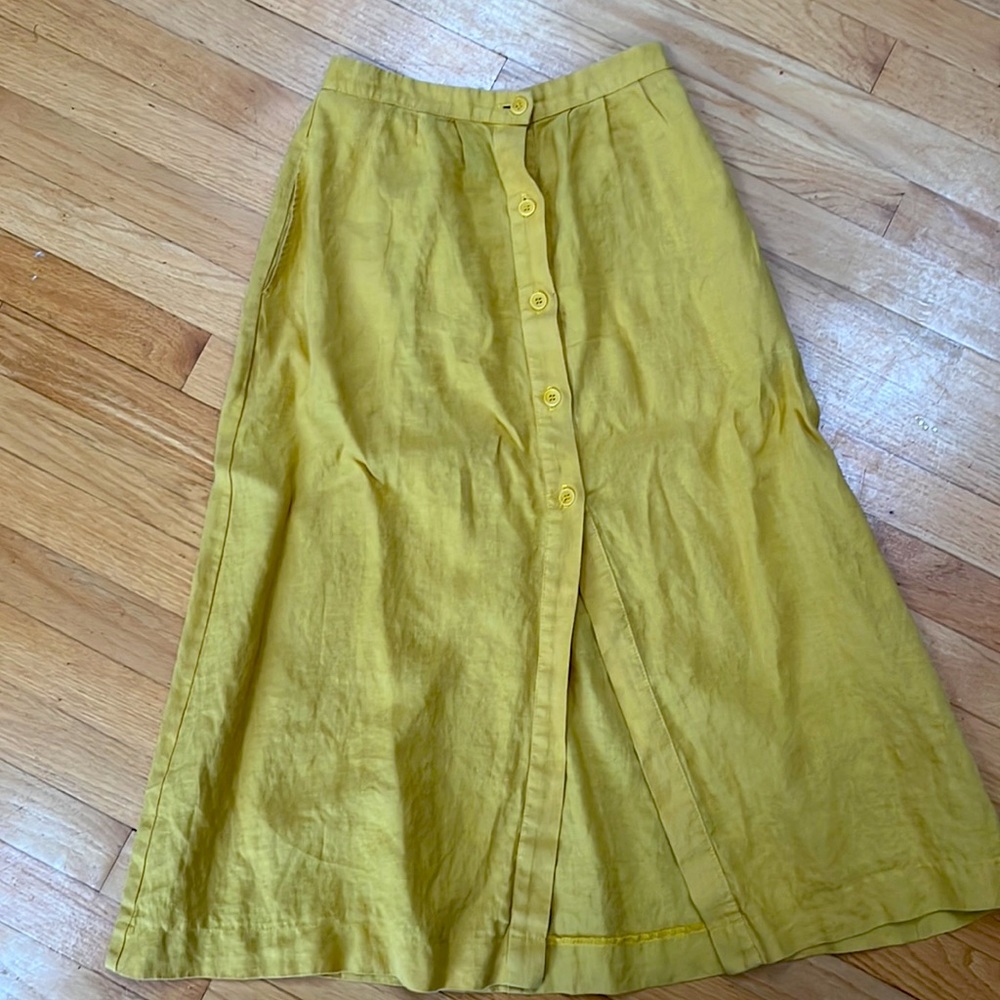 Reformation midi skirt. Mustard yellow